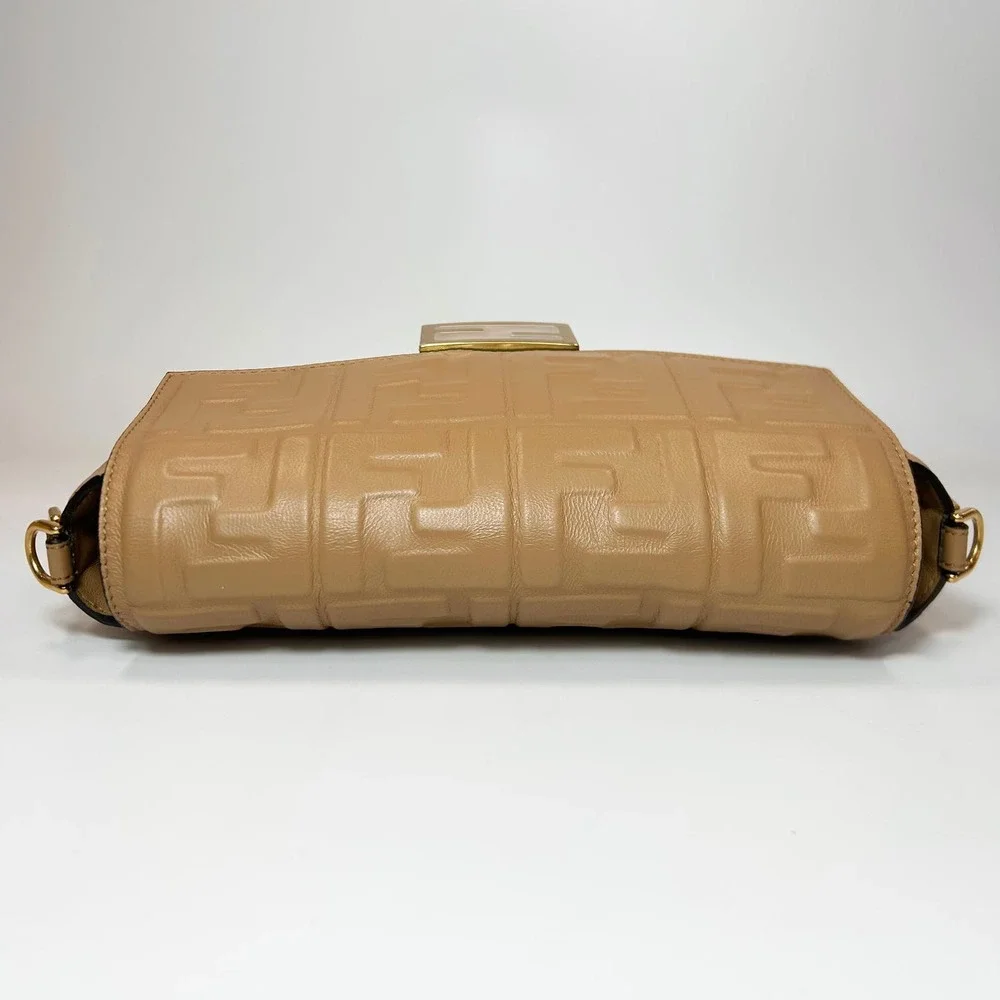 Fendi Nappa FF 1974 Embossed Baguette Bag Beige - Picture 8 of 15